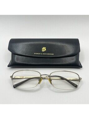 Eyewear by David Beckham Semi Rimless Metallic Glasses Frames + Leather Case